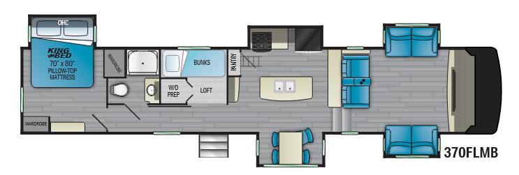 Floorplan of 2021 Heartland Milestone 370FLMB
