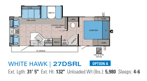 Floorplan of 2016 Jayco White Hawk 27DSRL