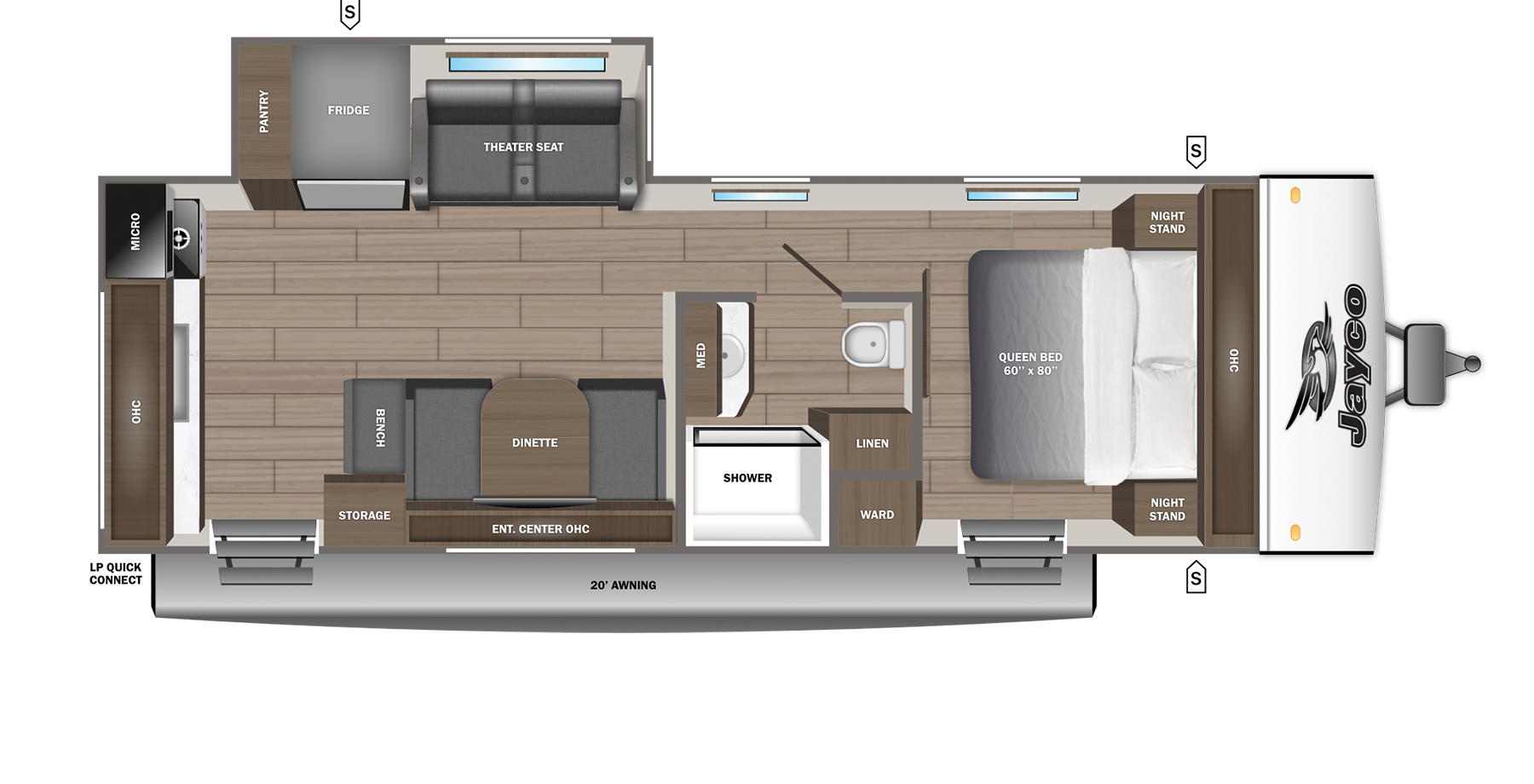 Floorplan of 2027 Jayco Jay Feather 23RK
