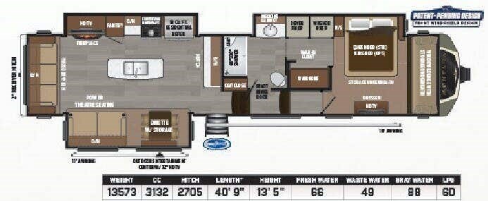 Floorplan of 2018 Keystone Montana 3810MS
