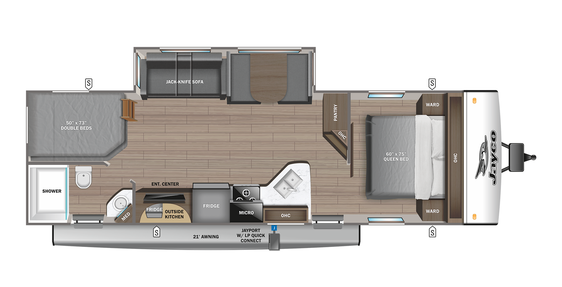 Floorplan of 2023 Jayco Jay Feather 27BHB