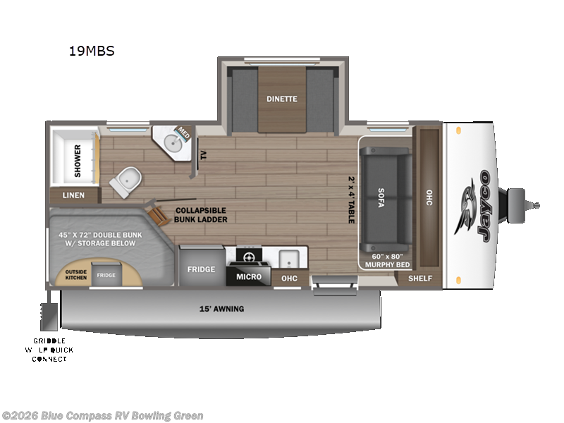 2026 Jayco Jay Feather Air 19MBS - New Travel Trailer For Sale by Blue Compass RV Bowling Green in Bowling Green, Kentucky features Slideout