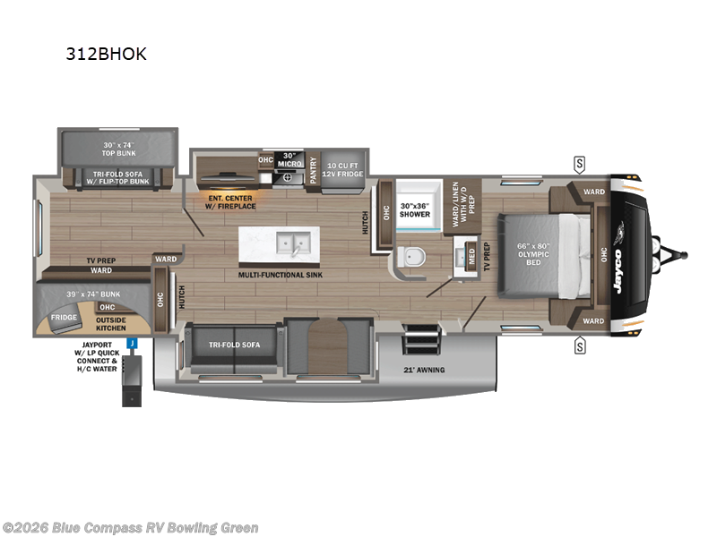 2026 Jayco Eagle HT 312BHOK - New Travel Trailer For Sale by Blue Compass RV Bowling Green in Bowling Green, Kentucky features Slideout