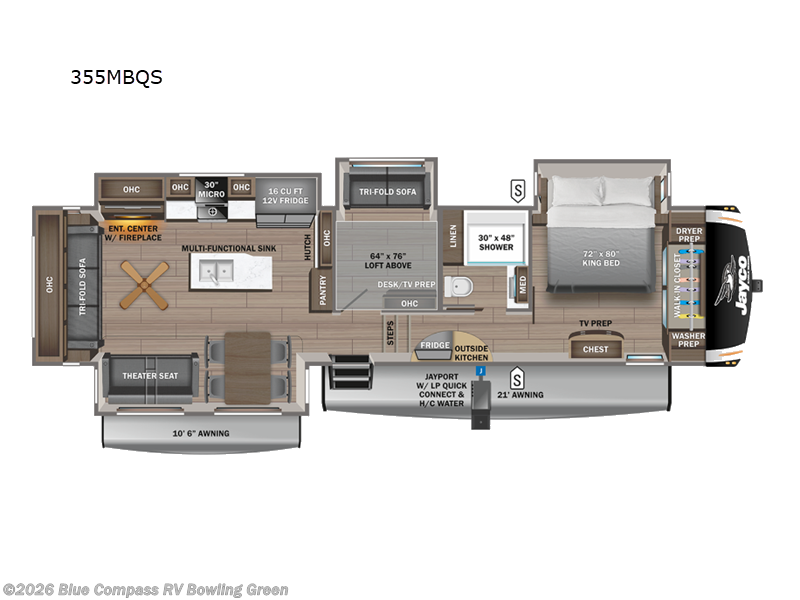 2025 Jayco Eagle 355MBQS - New Fifth Wheel For Sale by Blue Compass RV Bowling Green in Bowling Green, Kentucky features Slideout