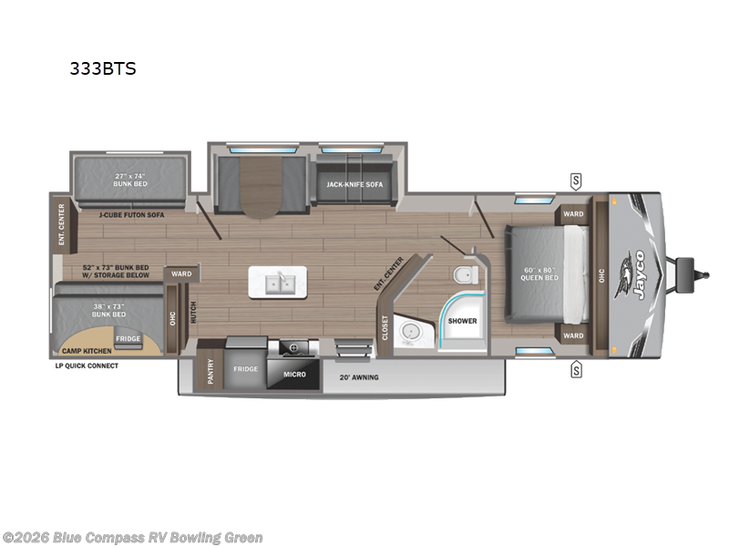 2026 Jayco Jay Flight SLX 333BTS - New Travel Trailer For Sale by Blue Compass RV Bowling Green in Bowling Green, Kentucky features Slideout