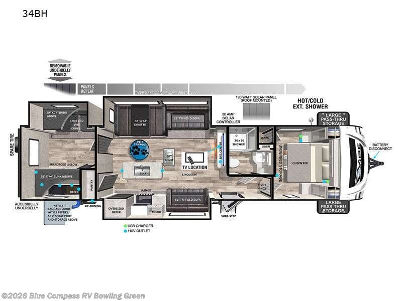 2021 Forest River Vibe 34BH - Used Travel Trailer For Sale by Blue Compass RV Bowling Green in Bowling Green, Kentucky features Slideout