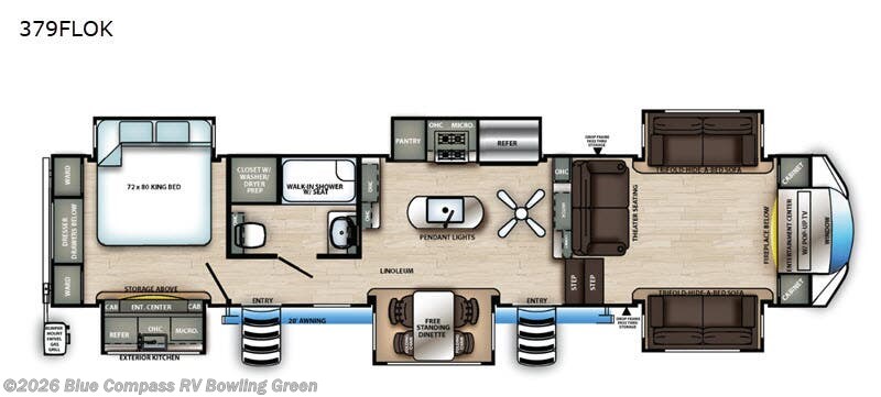 2020 Forest River Sandpiper 379FLOK - Used Fifth Wheel For Sale by Blue Compass RV Bowling Green in Bowling Green, Kentucky features Slideout