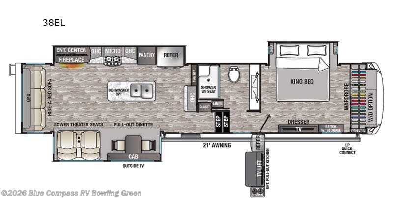 2020 Forest River Cedar Creek Champagne Edition 38EL - Used Fifth Wheel For Sale by Blue Compass RV Bowling Green in Bowling Green, Kentucky features Slideout