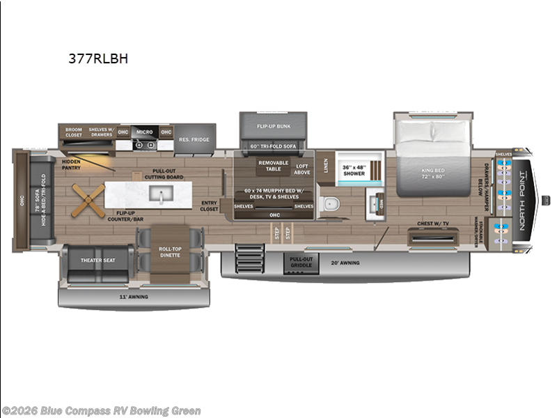2026 Jayco North Point 377RLBH - New Fifth Wheel For Sale by Blue Compass RV Bowling Green in Bowling Green, Kentucky features Slideout
