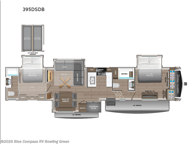 2026 Jayco North Point 395DSDB - New Fifth Wheel For Sale by Blue Compass RV Bowling Green in Bowling Green, Kentucky features Slideout
