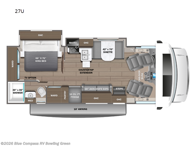 2026 Jayco Greyhawk 27U - New Class C For Sale by Blue Compass RV Bowling Green in Bowling Green, Kentucky features Slideout