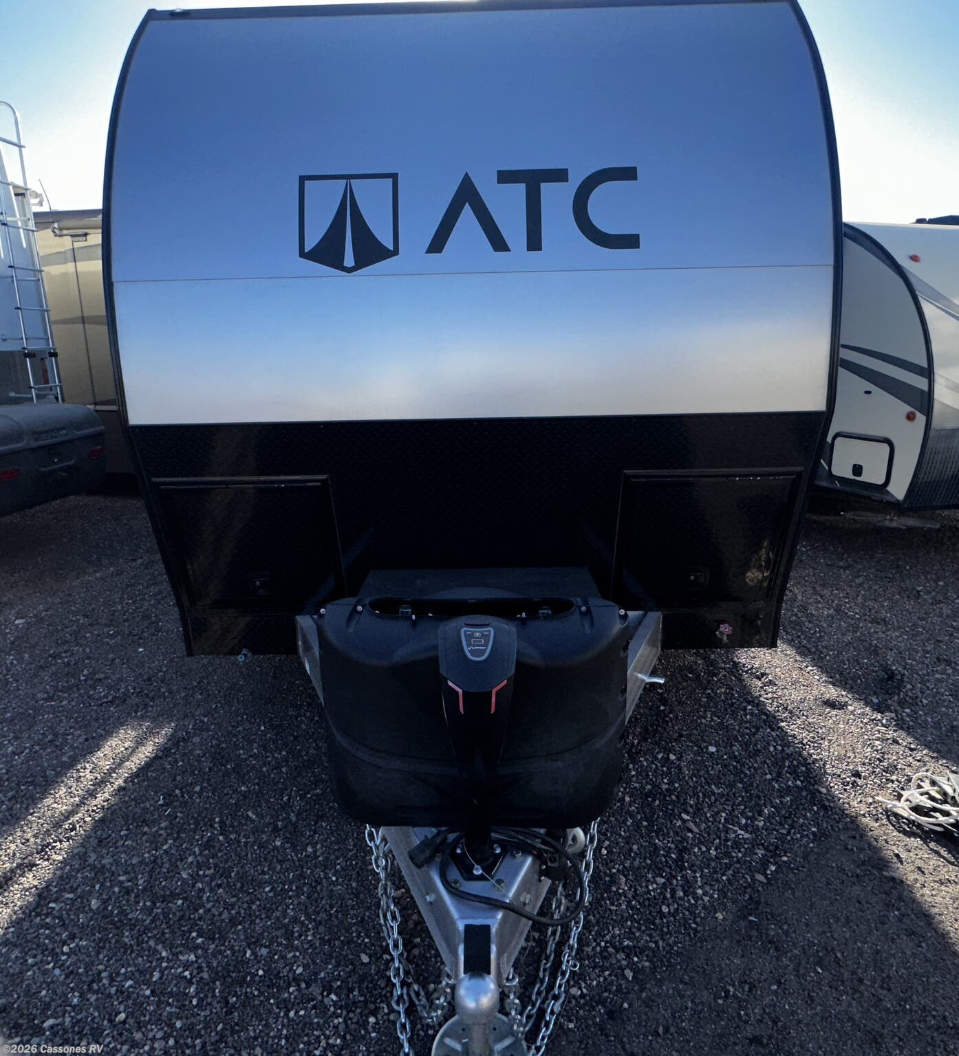 2023 ATC Pla 700 2015 - Used Toy Hauler For Sale by Cassones RV in Mesa, Arizona features Inverter, Refrigerator, Power Hitch Jack, Solar Panels, LP Detector