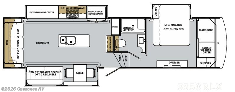 Floorplan of 2019 Forest River Cardinal Luxury 3350RLX