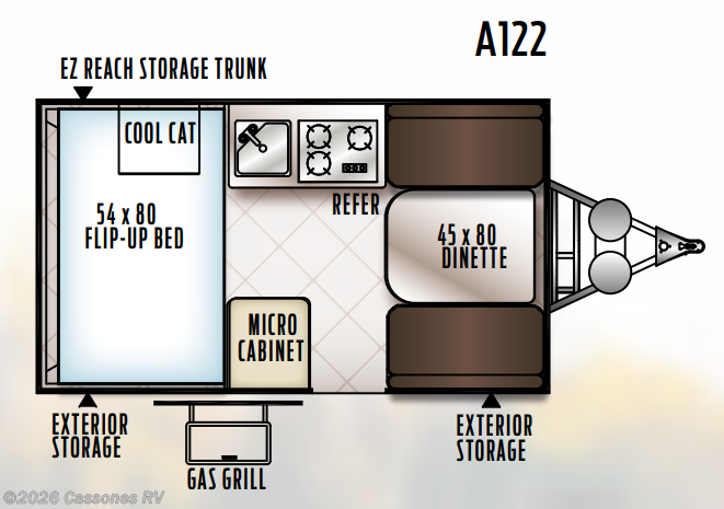 Floorplan of 2018 Forest River Rockwood Hard Side A122