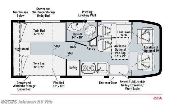 2021 WINNEBAGO EKKO 22A Floorplan