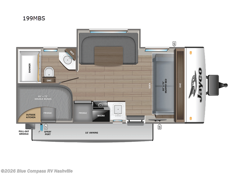 2025 Jayco Jay Feather Micro 199MBS - New Travel Trailer For Sale by Blue Compass RV Nashville in Lebanon, Tennessee features Slideout