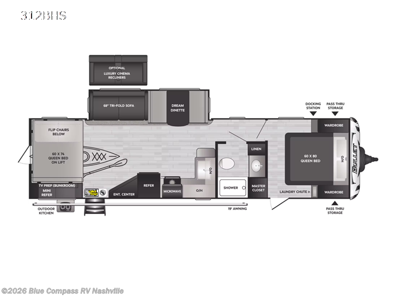 2023 Keystone Bullet 312BHS - Used Travel Trailer For Sale by Blue Compass RV Nashville in Lebanon, Tennessee features Slideout