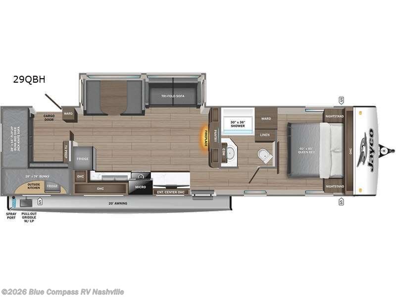 2026 Jayco Jay Feather 29QBH - New Travel Trailer For Sale by Blue Compass RV Nashville in Lebanon, Tennessee features Slideout