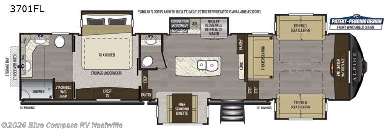 2020 Keystone Alpine 3700FL - Used Fifth Wheel For Sale by Blue Compass RV Nashville in Lebanon, Tennessee features Slideout
