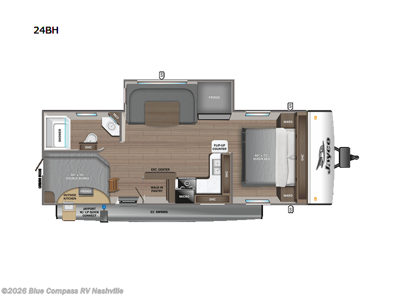 2023 Jayco Jay Feather 24BH - Used Travel Trailer For Sale by Blue Compass RV Nashville in Lebanon, Tennessee features Slideout
