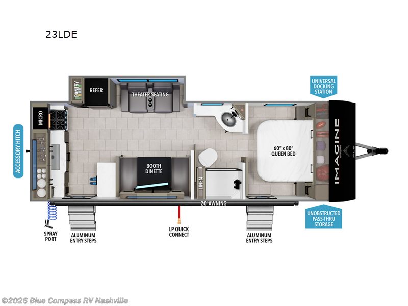 2025 Grand Design Imagine XLS 23LDE - Used Travel Trailer For Sale by Blue Compass RV Nashville in Lebanon, Tennessee features Slideout