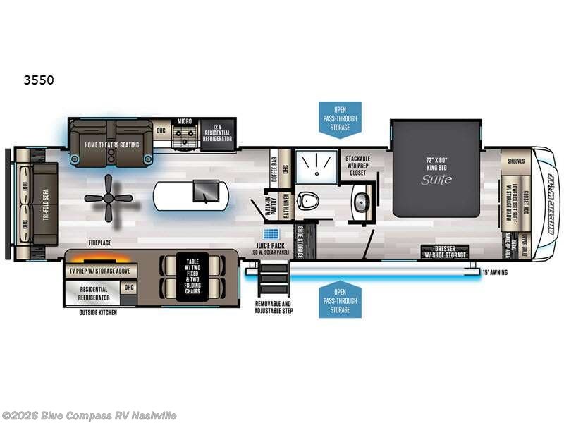 2022 Forest River Cherokee Arctic Wolf Suite 3550 - Used Fifth Wheel For Sale by Blue Compass RV Nashville in Lebanon, Tennessee features Slideout