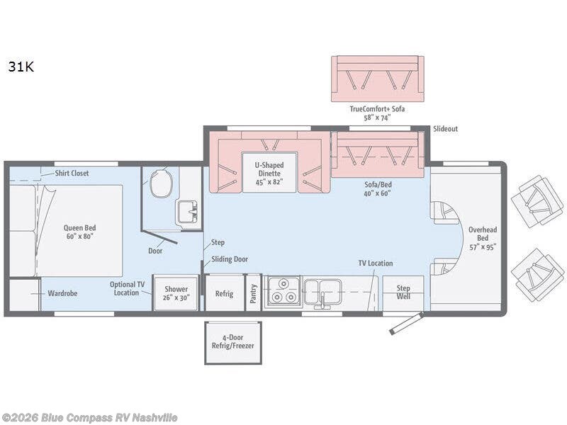 2019 Winnebago Minnie Winnie 31K - Used Class C For Sale by Blue Compass RV Nashville in Lebanon, Tennessee features Slideout