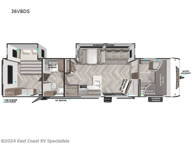 2023 Forest River Wildwood 36VBDS - New Travel Trailer For Sale by East Coast RV Specialists in Bedford, Pennsylvania