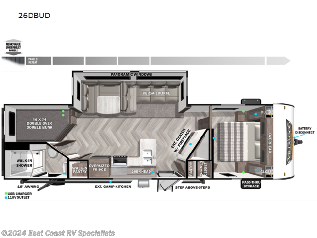 2023 Forest River Wildwood 26DBUD - New Travel Trailer For Sale by East Coast RV Specialists in Bedford, Pennsylvania