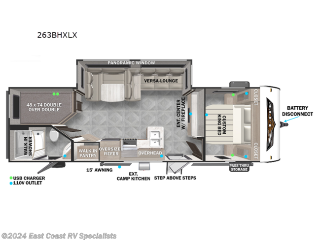 2023 Forest River Wildwood X-Lite 263BHXLX - New Travel Trailer For Sale by East Coast RV Specialists in Bedford, Pennsylvania