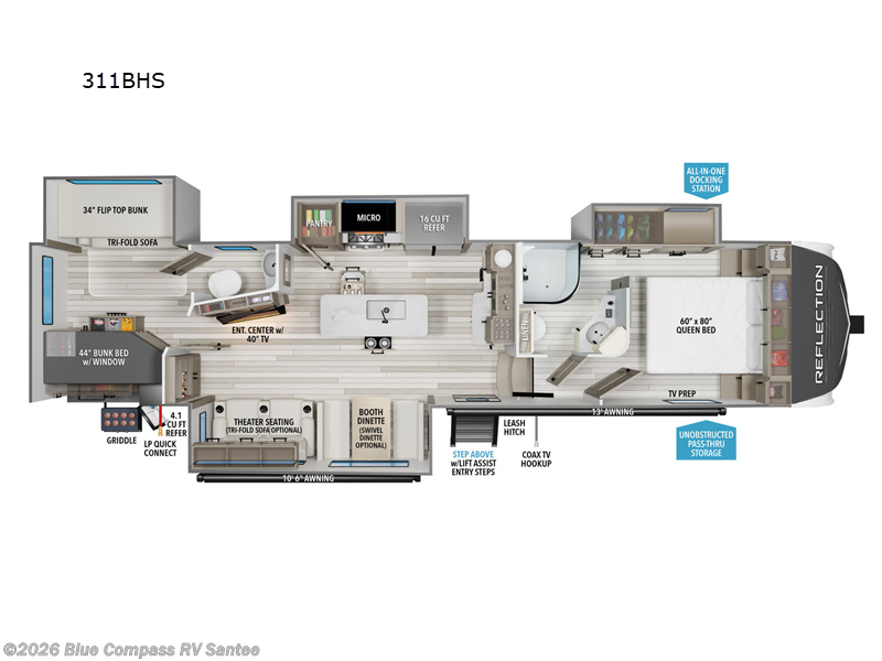 2026 Grand Design Reflection 311BHS - New Fifth Wheel For Sale by Blue Compass RV Santee in Santee, California features Slideout