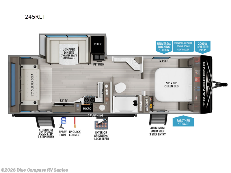2026 Grand Design Transcend 245RLT - New Travel Trailer For Sale by Blue Compass RV Santee in Santee, California features Slideout
