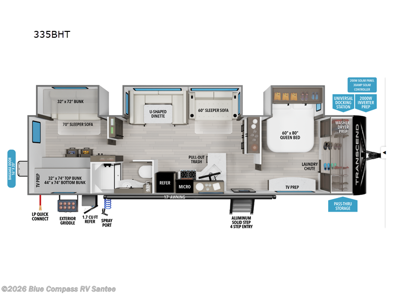 2026 Grand Design Transcend 335BHT - New Travel Trailer For Sale by Blue Compass RV Santee in Santee, California features Slideout