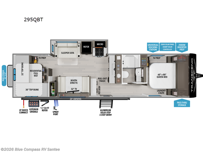 2026 Grand Design Transcend 295QBT - New Travel Trailer For Sale by Blue Compass RV Santee in Santee, California features Slideout