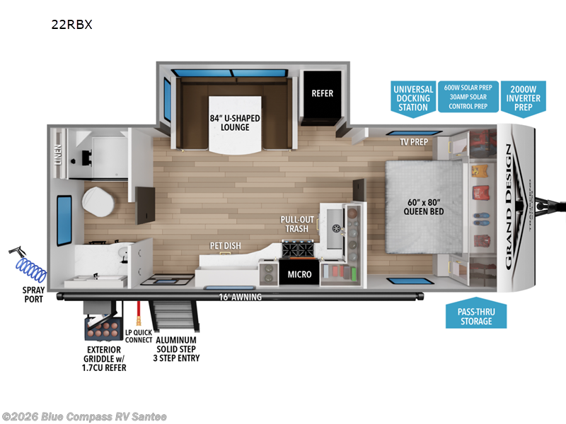 2026 Grand Design Transcend Xplor 22RBX - New Travel Trailer For Sale by Blue Compass RV Santee in Santee, California features Slideout