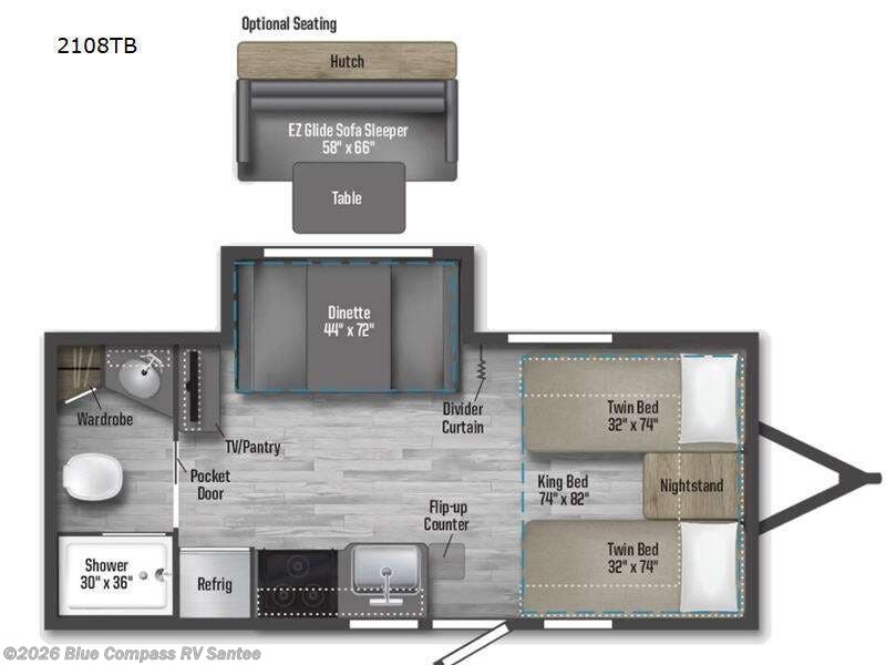 2022 Winnebago Micro Minnie 2108TB - Used Travel Trailer For Sale by Blue Compass RV Santee in Santee, California features Slideout