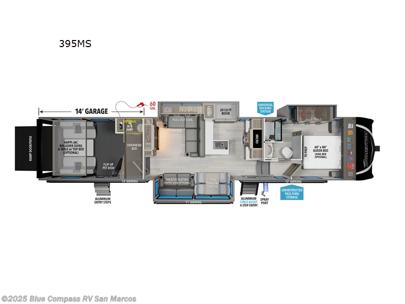 2025 Grand Design Momentum M-Class 395MS - New Toy Hauler For Sale by Blue Compass RV San Marcos in San Marcos, California features Slideout