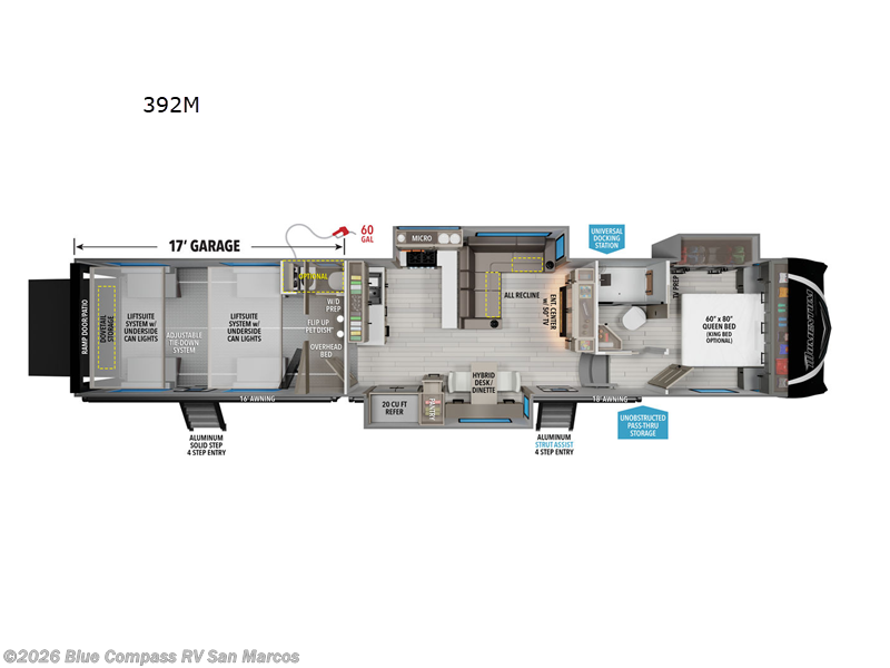 2025 Grand Design Momentum M-Class 392M - New Toy Hauler For Sale by Blue Compass RV San Marcos in San Marcos, California features Slideout