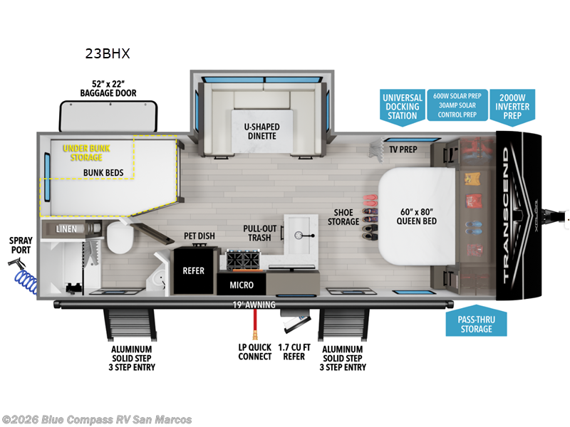 2026 Grand Design Transcend Xplor 23BHX - New Travel Trailer For Sale by Blue Compass RV San Marcos in San Marcos, California features Slideout