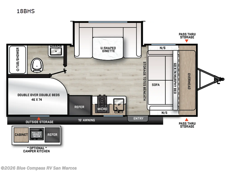 2026 Forest River Aurora Light 18BHS - New Travel Trailer For Sale by Blue Compass RV San Marcos in San Marcos, California features Slideout