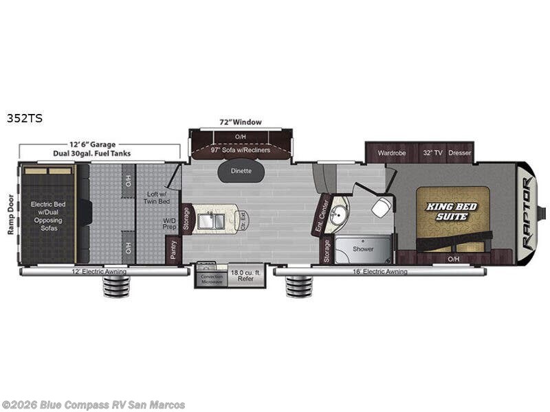 2017 Keystone Raptor 352TS - Used Toy Hauler For Sale by Blue Compass RV San Marcos in San Marcos, California features Slideout