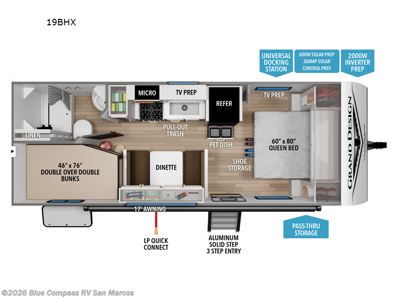 2026 Grand Design Transcend Xplor 19BHX - New Travel Trailer For Sale by Blue Compass RV San Marcos in San Marcos, California