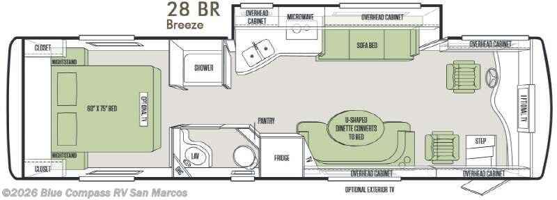 2014 Tiffin Allegro Breeze 28 BR - Used Class A For Sale by Blue Compass RV San Marcos in San Marcos, California features Slideout