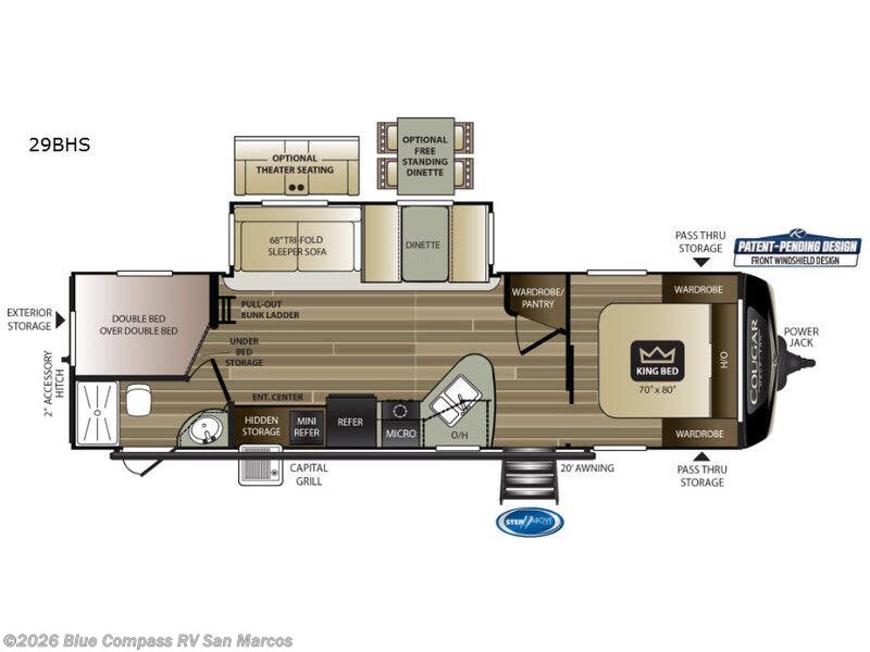 2019 Keystone Cougar Half-Ton Series 29BHS - Used Travel Trailer For Sale by Blue Compass RV San Marcos in San Marcos, California features Slideout
