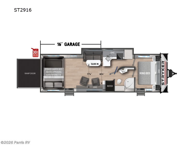 2025 Cruiser RV Stryker ST2916 - New Toy Hauler For Sale by Parris RV in Murray, Utah features Slideout