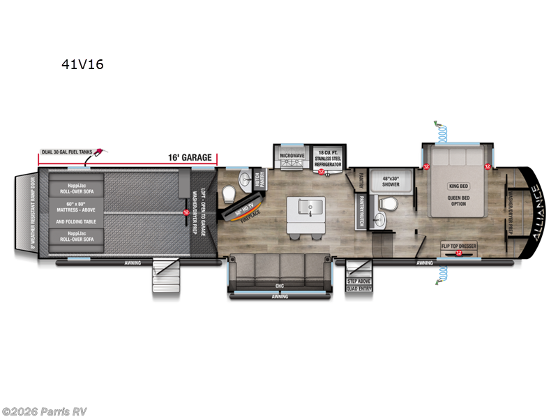 2026 Alliance RV Valor 41V16 - New Toy Hauler For Sale by Parris RV in Murray, Utah features Slideout