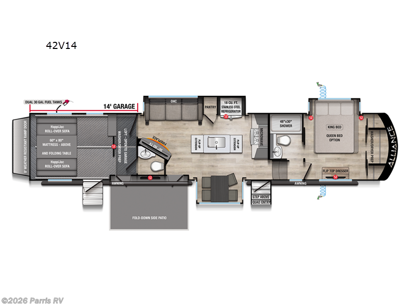 2026 Alliance RV Valor 42V14 - New Toy Hauler For Sale by Parris RV in Murray, Utah features Slideout