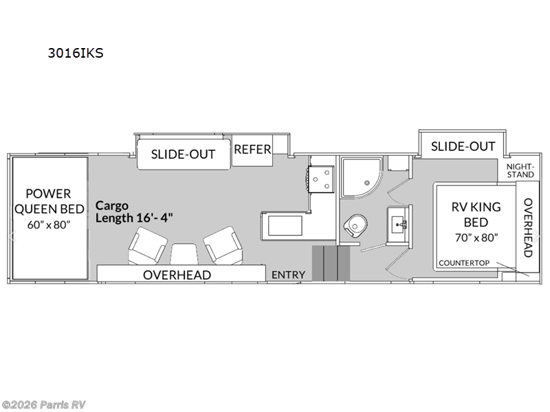 2026 Genesis Supreme Vortex 3016IKS - New Toy Hauler For Sale by Parris RV in Murray, Utah features Slideout