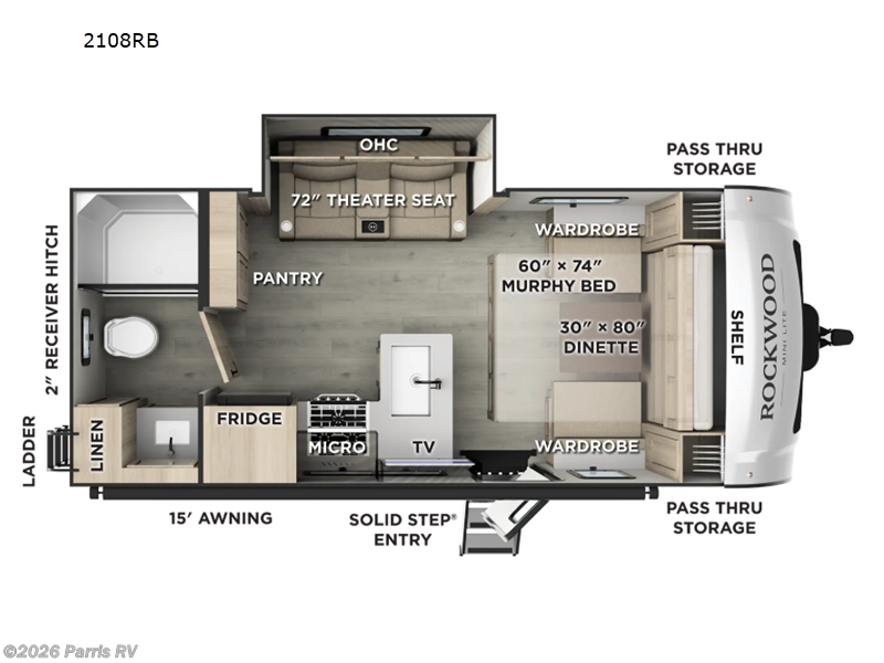 2026 Forest River Rockwood Mini Lite 2108RB - New Travel Trailer For Sale by Parris RV in Murray, Utah features Slideout