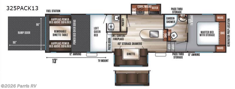 2018 Forest River Cherokee Wolf Pack 325PACK13 - Used Toy Hauler For Sale by Parris RV in Murray, Utah features Slideout